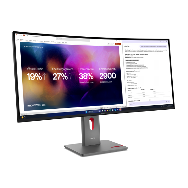 Lenovo ThinkVision P40WD-40 Monitor (Lenovo ThinkVision P40WD-40 - LED monitor - curved - 40 [39.7 viewable] - 5120 x 2160 5K @ 120 Hz - IPS - 400 cd/m - 2000:1 - HDR10 - 4 ms - Thunderbolt 4, HDMI, DisplayPort - speakers - eclipse black)Lenovo64B4XAT1UK