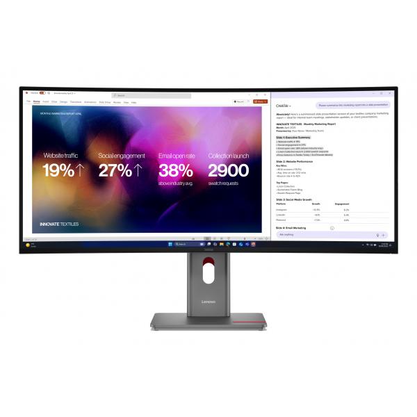 Lenovo ThinkVision P40WD-40 Monitor (Lenovo ThinkVision P40WD-40 - LED monitor - curved - 40 [39.7 viewable] - 5120 x 2160 5K @ 120 Hz - IPS - 400 cd/m - 2000:1 - HDR10 - 4 ms - Thunderbolt 4, HDMI, DisplayPort - speakers - eclipse black)Lenovo64B4XAT1UK