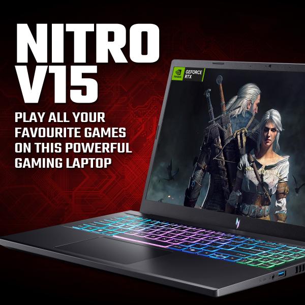 Acer Nitro V 15 V 15.6IN R7 16GB 512GB 5060 BL AMD Ryzen 7 170 Computer portatile 39,6 cm [15.6] Full HD DDR5-SDRAM SSD NVIDIA GeForce RTX 5060 Wi-Fi 6 [802.11ax] Windows 11 Home Nero Inglese UK (Acer Nitro V 15 ANV15-A31 ANV15-A31-R4A1 39.6 cm [15.6...