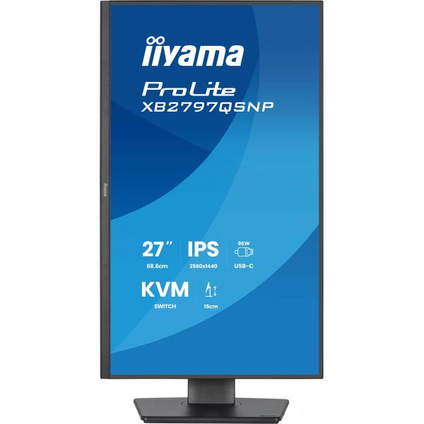 Iiyama ProLite XB2797QSNP-B1 Monitor PC 68,6 cm [27] 2560 x 1440 Pixel Quad HD LCD Nero (27 ProLite XB2797QSNP-B1 Monitor - 27 Black QHD Monitor DisplayPort USB and HDMI)Iiyama4948570125944XB2797QSNP-B1
