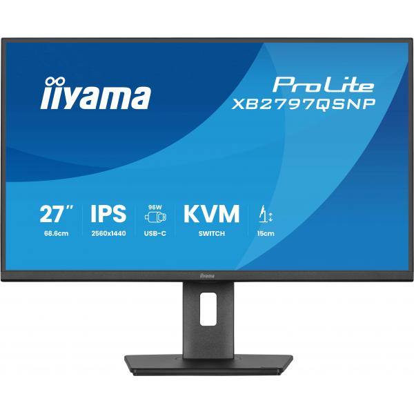 Iiyama ProLite XB2797QSNP-B1 Monitor PC 68,6 cm [27] 2560 x 1440 Pixel Quad HD LCD Nero (27 ProLite XB2797QSNP-B1 Monitor - 27 Black QHD Monitor DisplayPort USB and HDMI)Iiyama4948570125944XB2797QSNP-B1