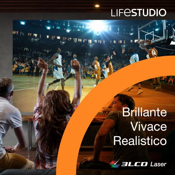Epson Lifestudio Grand EH-LS970B - Nero metallizzato (Epson Lifestudio Grand Plus EH-LS970B - 3LCD projector - 4000 lumens [white] - 4000 lumens [colour] - 3840 x 2160 - 16:9 - 4K - ultra short-throw lens - 802.11a/b/g/n/ac/ax wireless / Bluetooth 5....