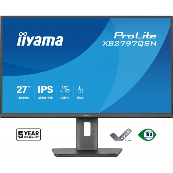 Iiyama ProLite XB2797QSN-B1 Monitor PC 68,6 cm [27] 2560 x 1440 Pixel Quad HD LCD Nero (27IN ULTRA THIN IPS PANEL - 2560X1440 1MS 350CD/M 1000:1 1XH)Iiyama4948570125937XB2797QSN-B1