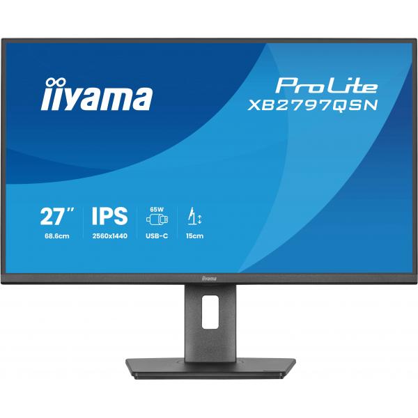 Iiyama ProLite XB2797QSN-B1 Monitor PC 68,6 cm [27] 2560 x 1440 Pixel Quad HD LCD Nero (27IN ULTRA THIN IPS PANEL - 2560X1440 1MS 350CD/M 1000:1 1XH)Iiyama4948570125937XB2797QSN-B1