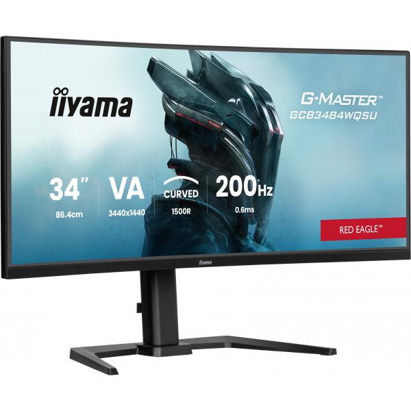 Iiyama G-MASTER GCB3484WQSU-B2 Monitor PC 86,4 cm [34] 3440 x 1440 Pixel UltraWide Quad HD LCD Nero (iiyama G-MASTER Red Eagle GCB3484WQSU-B2 - LED monitor - gaming - curved - 34 [31.4 viewable] - 3440 x 1440 UWQHD @ 400 Hz - VA - 450 cd/m - 4000:1 -...