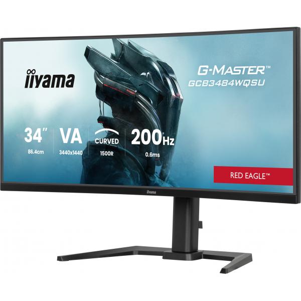 Iiyama G-MASTER GCB3484WQSU-B2 Monitor PC 86,4 cm [34] 3440 x 1440 Pixel UltraWide Quad HD LCD Nero (iiyama G-MASTER Red Eagle GCB3484WQSU-B2 - LED monitor - gaming - curved - 34 [31.4 viewable] - 3440 x 1440 UWQHD @ 400 Hz - VA - 450 cd/m - 4000:1 -...