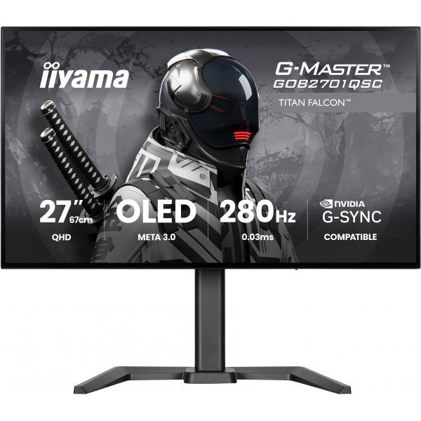 Iiyama G-MASTER GOB2701QSC-B1 Monitor PC 68,6 cm [27] 2560 x 1440 Pixel 2K Ultra HD OLED Nero (GOB2701QSC-B1 27IN G-MASTER - TITAN FALCON OLED 2560X1440 0.3M)Iiyama4948570127948GOB2701QSC-B1