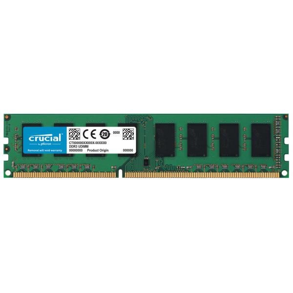 Crucial 8GB PC3-12800 memoria 1 x 8 GB DDR3 240-pin DIMM (8GB DDR3L 1600MHz - 8GB PC3-12800, 8 GB, 1 x 8 - GB, DDR3, 1600 MHz, 240-pin DIMM - Warranty: 12M)CrucialCT102464BD160B