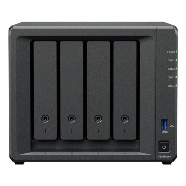 Synology DiskStation DS925NEO+ server NAS e di archiviazione Compatta Ryzen Embedded V1500B 4 GB DDR4 0 TB DSM Nero (4-bay Plus series Neo+)SynologyDS925NEO+
