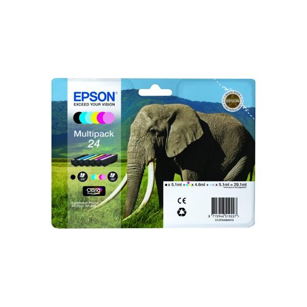 Epson Elephant Multipack 24 [6 colori] (Epson 24 Multipack - 6 pakker - sort,)EpsonC13T24284010
