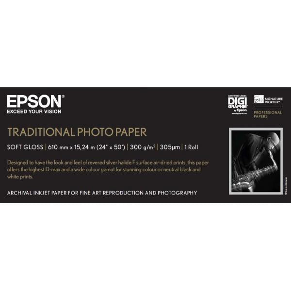 Epson Traditional Photo Paper, in rotoli da 60, 96cm [24''] x 15m (TRADITIONAL PHOTO PAPER-24IN 15M 295)EpsonC13S045055