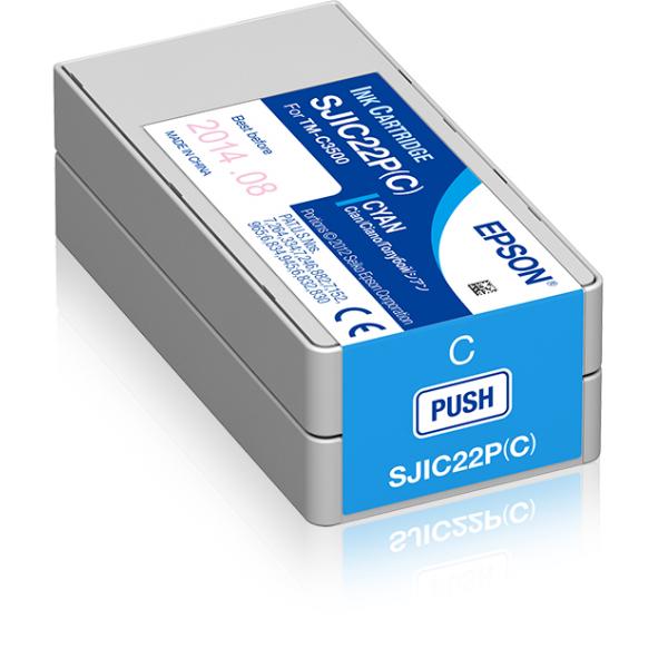 Epson SJIC22P[C]: Ink cartridge for ColorWorks C3500 [Cyan] (EPSON TM-C3500 INK CYAN EPSON TM-C3500 INK CYAN)EpsonC33S020602