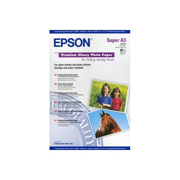 Epson Carta Fotografica Lucida Premium (EPSON SUPER A3+ PREMIUM GLOSSY PHOTO A3+ 255gsm 20 Sheets)EpsonC13S041316
