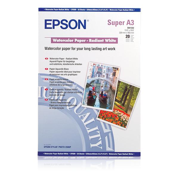 Epson Carta acquerello Radiant White (Epson - akvarelpapir - 20 ark - A3 Plu)EpsonC13S041352