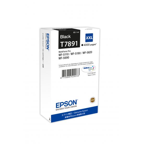 Epson Tanica Nero (Epson T7891 - 65.1 ml - misura XXL - nero - originale - cartuccia di stampa - per WorkForce Pro WF-5110DW, WF-5190DW, WF-5190DW BAM, WF-5620DWF, WF-5690DWF, WF-5690DWF BAM)EpsonC13T789140