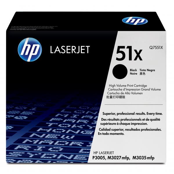 HP Cartuccia Toner originale nero ad alta capacità LaserJet 51X (Toner Black High Capacity - Pages 13.000 - Warranty: 12M)HpQ7551X