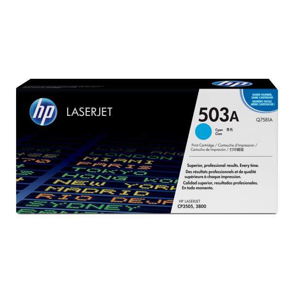 HP Cartuccia Toner originale ciano LaserJet 503A (Toner Cyan - Pages 6.000 - Warranty: 12M)HpQ7581A