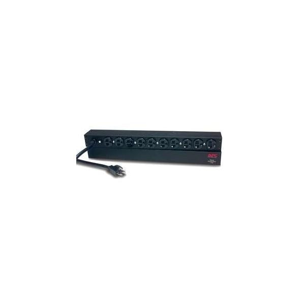 APC Rack PDU, Basic, 1U, 20A, 120V unità di distribuzione dell'energia [PDU] Nero (APC Basic Rack-Mount PDU - Power distribution strip [rack-mountable] - AC 120 V - 2.4 kW - input: NEMA 5-20 - output connectors: 10 [NEMA 5-20] - 1U - 19 - 3.65 m cord...