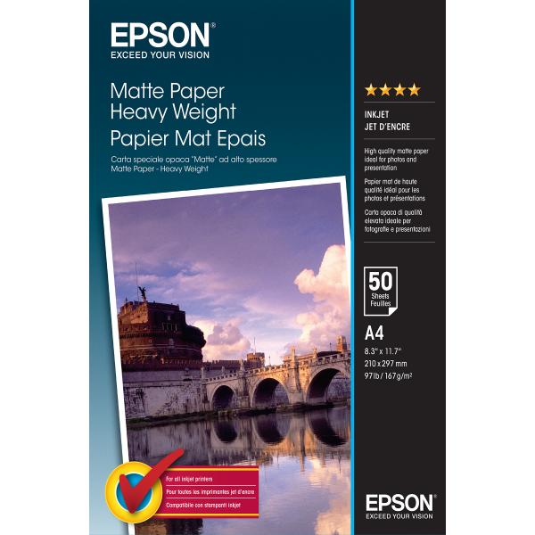 Epson Matte Paper Heavy Weight - A4 - 50 Fogli (HEAVYWEIGHT MATTE PAPER A4)EpsonC13S041256