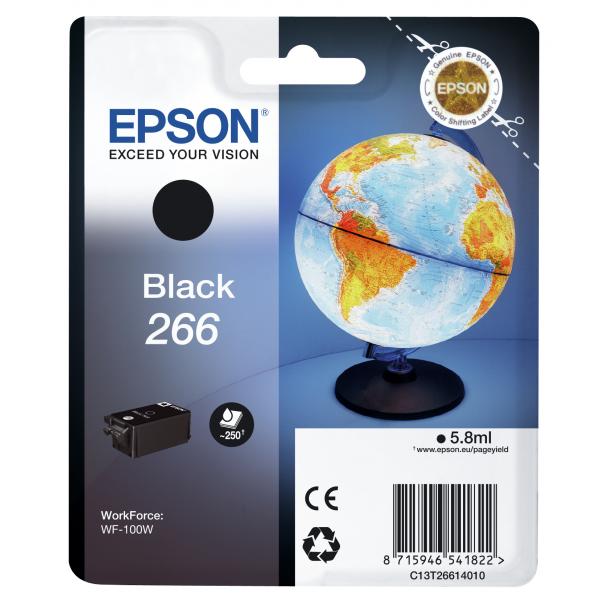 Epson Globe Singlepack Black 266 ink cartridge (SINGLEPACK BLACK 266 INK CARTR - RS BLISTER PCK [WITH RF/AM - Warranty: 12M)EpsonC13T26614020
