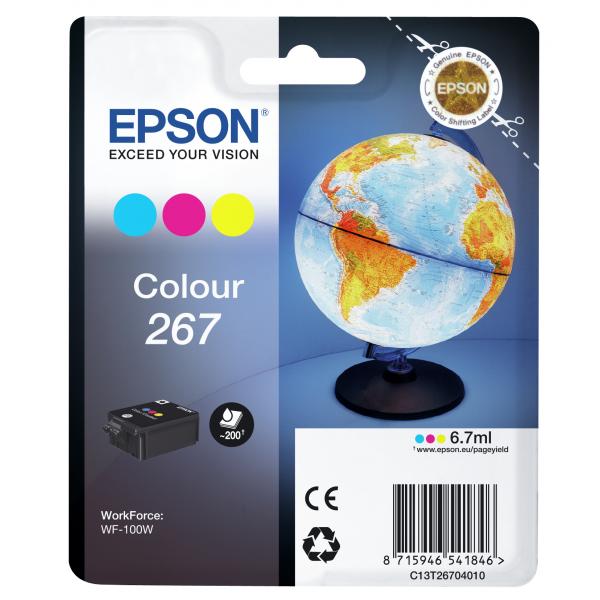 Epson Globe Singlepack Colour 267 ink cartridge (SINGLEPACK COLOUR 267 INK CART - RS BLISTER PCK [WITH RF+AM - Warranty: 12M)EpsonC13T26704020