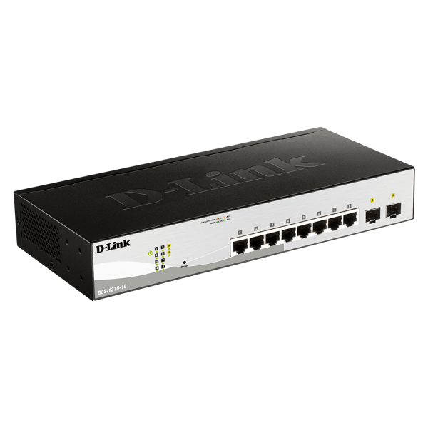 D-Link DGS-1210-10 switch di rete Gestito L2 Gigabit Ethernet [10/100/1000] 1U Nero, Grigio (10-PORT GIGABIT SMART SWITCH - WITH 2 SFP PORTS)D-linkDGS-1210-10
