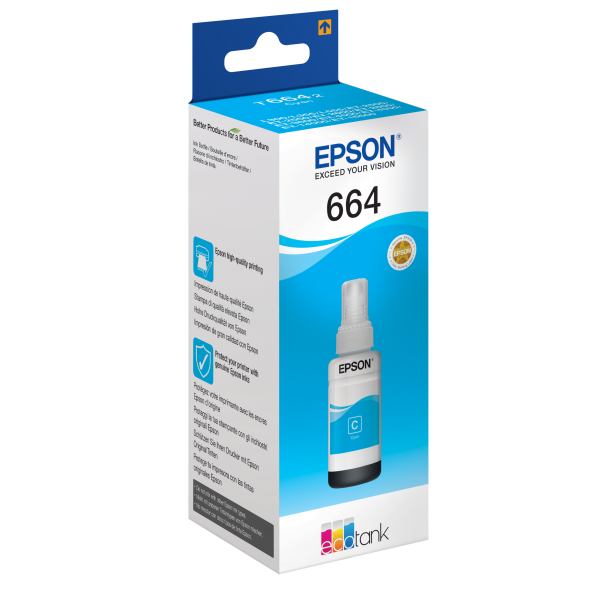 Epson 664 EcoTank flacone inchiostro ciano (EPSON ECOTANK INK BOTTLE CYAN 70ML 664)EpsonC13T664240