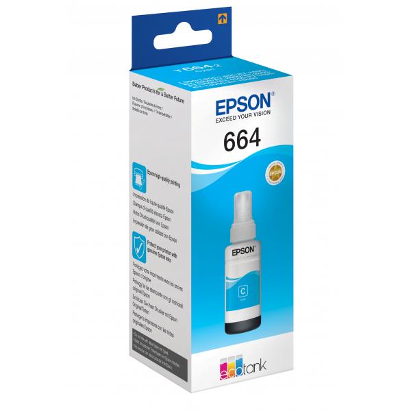 Epson Flacone di inchiostro Ciano 664 EcoTank (Epson Original T6642 Nachflltinte cyan 6.500 Seiten 70ml [C13T664240])EpsonC13T664240