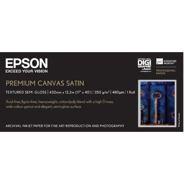 Epson Premium Canvas Satin, in rotoli da 43,18cm [17''] x 12, 19m (Epson PremierArt Water Resistant Canva)EpsonC13S041846