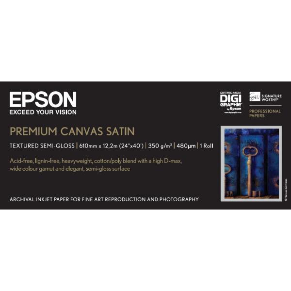 Epson Premium Canvas Satin, in rotoli da 60, 96cm [24''] x 12, 19m. (24 x 12.2m Premium Canvas Satin)EpsonC13S041847