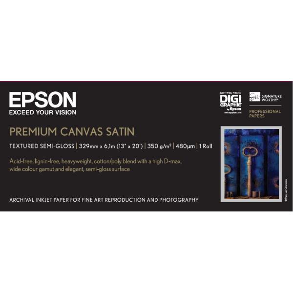 Epson Premium Canvas Satin, in rotoli da 33,02 cm [13''] [A3+] x 6m (PREMIUM CANVAS SATIN-13IN 6 1M 350)EpsonC13S041845
