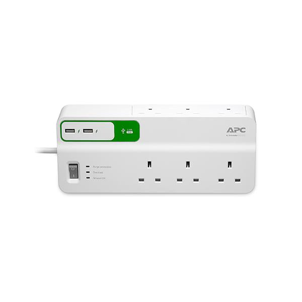 APC PM6U-UK protezione da sovraccarico Bianco 6 presa[e] AC 230 V 2 m (Essential SurgeArrest 6 outlet - with 5V, 2.4A 2 port - 32 - Warranty: 12M)Apc0731304313656PM6U-UK