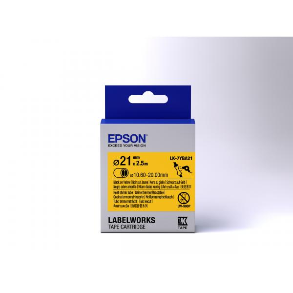 Epson Guaina Termorestringente Gialla per testo Nero, Heat Srink Tube D21mm/2,5 LK-7YBA21 (ETIKETTENKASSETTE LK-7YBA21,Epson Etikettenkassette, Schrumpfschlauch [Heat Shrink Tube, HST] LK-7YBA21 Schwarz/Gelb, 21 mm Durchmesser [2,5 m])EpsonC53S657904