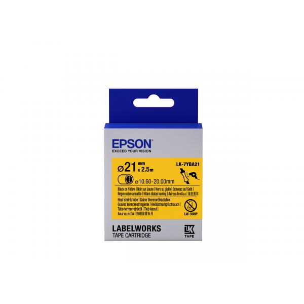 Epson Guaina Termorestringente Gialla per testo Nero, Heat Srink Tube D21mm/2,5 LK-7YBA21 (ETIKETTENKASSETTE LK-7YBA21,Epson Etikettenkassette, Schrumpfschlauch [Heat Shrink Tube, HST] LK-7YBA21 Schwarz/Gelb, 21 mm Durchmesser [2,5 m])EpsonC53S657904