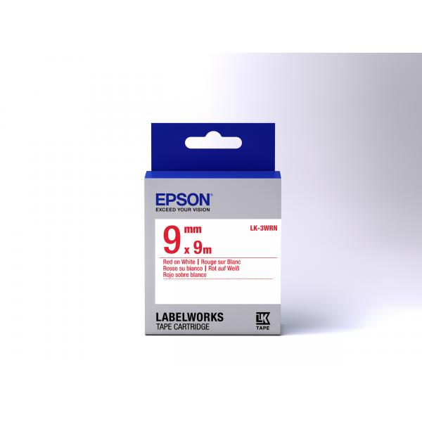 Epson Nastro fondo Standard Bianco per testo Rosso 9/9 LK-3WRN (TAPE - LK-3WRN STD RED/WHT 9/9 - LK-3WRN RED/WHITE 9MM [9M])EpsonC53S653008
