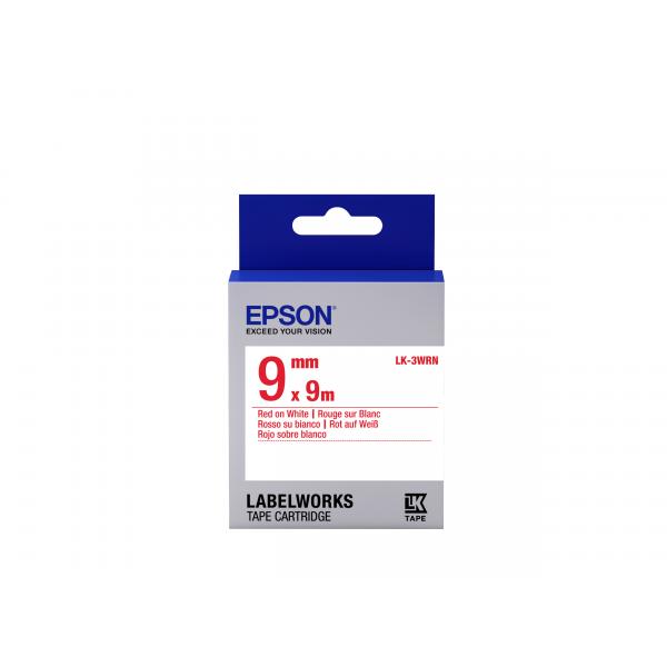 Epson Nastro fondo Standard Bianco per testo Rosso 9/9 LK-3WRN (TAPE - LK-3WRN STD RED/WHT 9/9 - LK-3WRN RED/WHITE 9MM [9M])EpsonC53S653008