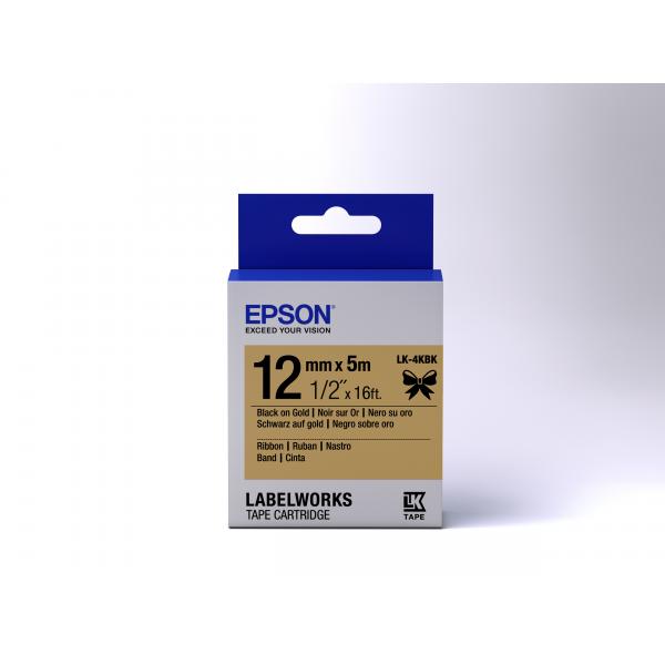 Epson Nastro satinato per etichettatrici LK-4KBK nero/oro 12 mm [5 m] (Epson LabelWorks LK-4KBK - m?rkattape)Epson8715946611204C53S654001
