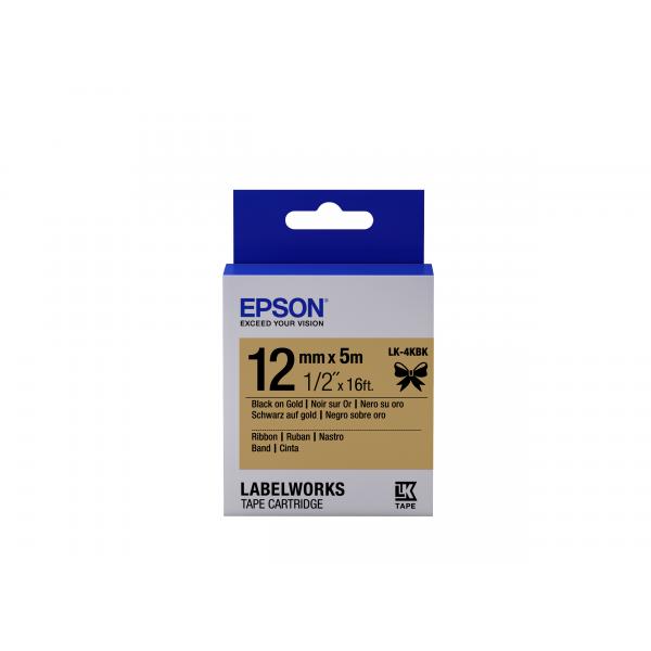 Epson Nastro satinato per etichettatrici LK-4KBK nero/oro 12 mm [5 m] (Epson LabelWorks LK-4KBK - m?rkattape)Epson8715946611204C53S654001