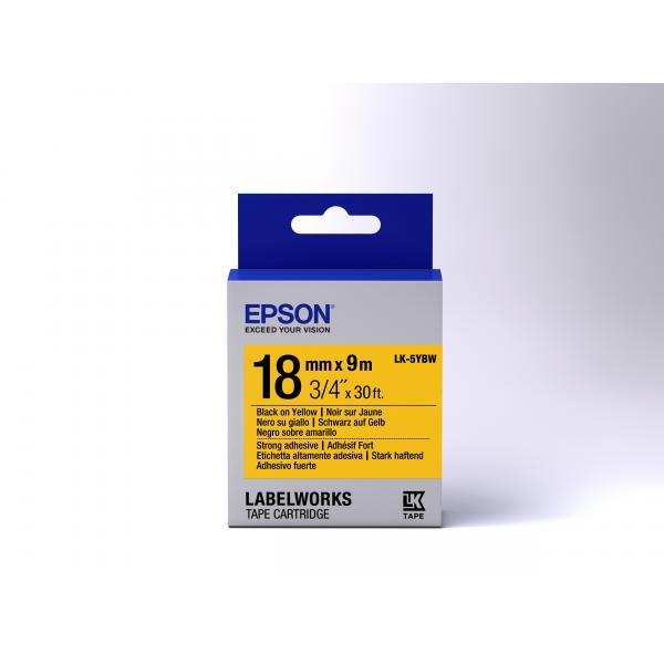 Epson Nastro fondo Pastello Giallo per testo Nero, altamente adesivo 18/9 LK-5YBW (TAPE LK-5YBW STRNG ADH BLK-/ - YELL 18/9)EpsonC53S655010
