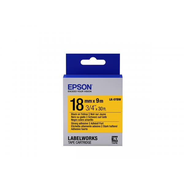Epson Nastro fondo Pastello Giallo per testo Nero, altamente adesivo 18/9 LK-5YBW (TAPE LK-5YBW STRNG ADH BLK-/ - YELL 18/9)EpsonC53S655010