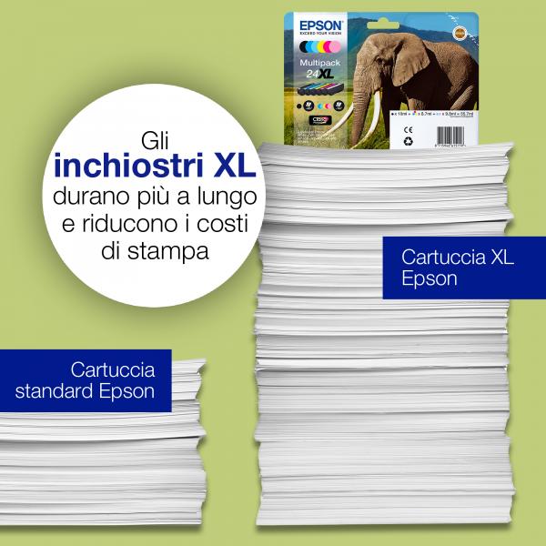 Epson Elephant Multipack 6 colori Claria Photo HD Elefante 24XL (MULTI 6-COL 24XL CLARIA PHOTO HD INK)EpsonC13T24384011