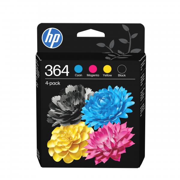 HP Confezione da 4 cartucce originali di inchiostro nero/ciano/magenta/giallo 364 (OEM HP 364 4 Colour CMYK Original Ink Cartridge Multipack)HpN9J73AE