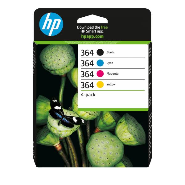 HP Confezione da 4 cartucce originali di inchiostro nero/ciano/magenta/giallo 364 (HP N9J73AE [364] INK CARTRIDGE MULTI PACK 300 PAGES PACK QTY 4)HpN9J73AE