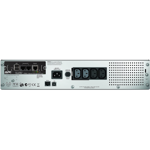 APC Smart-UPS 750VA gruppo di continuità [UPS] A linea interattiva 0,75 kVA 500 W 4 presa[e] AC (APC Smart-UPS 750VA LCD RM - UPS [rack-mountable] - AC 230 V - 500 Watt - 750 VA - Ethernet, RS-232, USB - output connectors: 4 - 2U - black - with APC U...