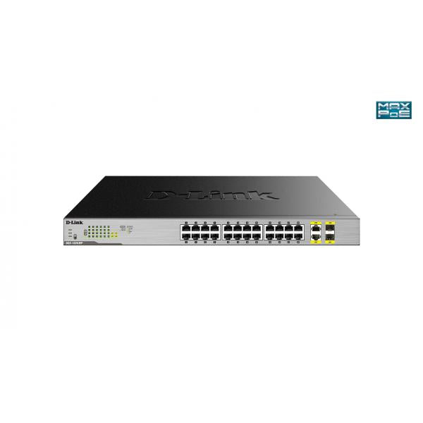 D-Link DGS-1026MP switch di rete Non gestito Gigabit Ethernet [10/100/1000] Supporto Power over Ethernet [PoE] Nero, Grigio (26-Port Layer2 PoE+ GB Switch,24 x 10/100/1000 Mbps ports,2 x 10/100/1000BASE-T/SFP combo ports,52 Gbps switching fabric,64 B...
