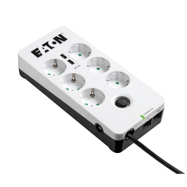 Eaton PB6TUD protezione da sovraccarico Nero, Bianco 6 presa[e] AC 220 - 250 V 1,5 m (Eaton Protection Box 6 USB Tel@ Din -)EatonPB6TUD