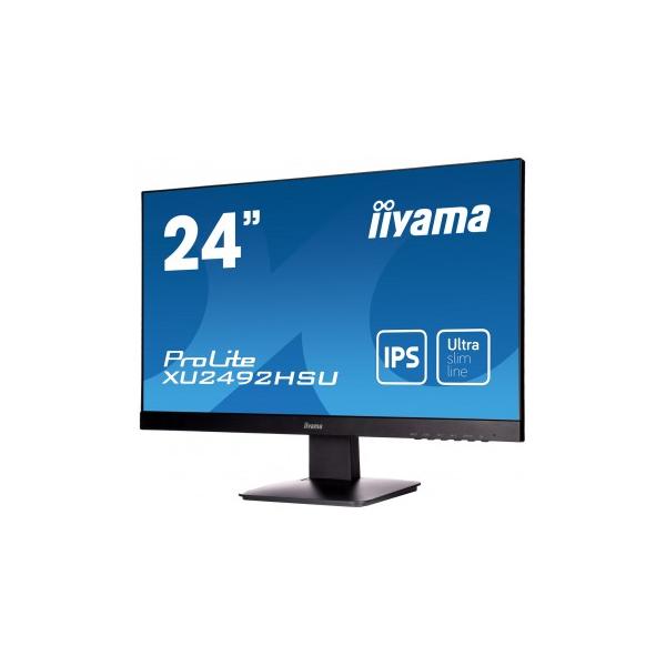 Iiyama ProLite XU2492HSU LED display 60,5 cm [23.8] 1920 x 1080 Pixel Full HD Nero (iiyama Prolite XU2492HSU-B1 24 Inch IPS LCD with Slim Bezel, 4ms, Full HD 1920x1080,1x HDMI,1 x DisplayPort,1 x VGA, 2 x USB, 2 x 2W Speakers)IiyamaXU2492HSU-B1