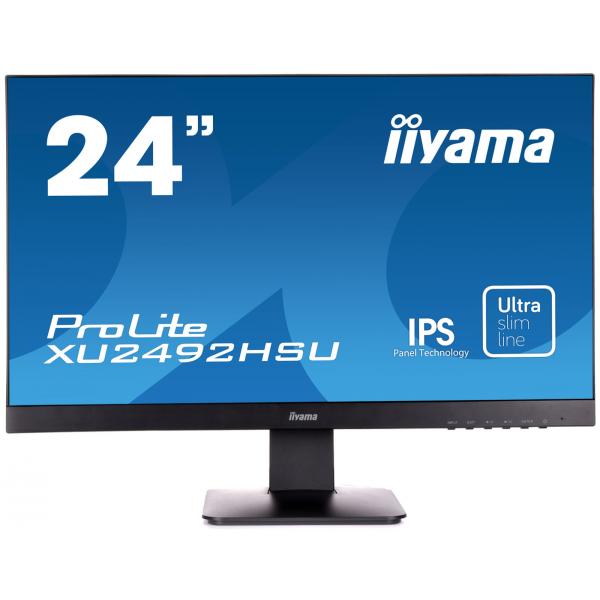 Iiyama ProLite XU2492HSU LED display 60,5 cm [23.8] 1920 x 1080 Pixel Full HD Nero (iiyama Prolite XU2492HSU-B1 24 Inch IPS LCD with Slim Bezel, 4ms, Full HD 1920x1080,1x HDMI,1 x DisplayPort,1 x VGA, 2 x USB, 2 x 2W Speakers)IiyamaXU2492HSU-B1