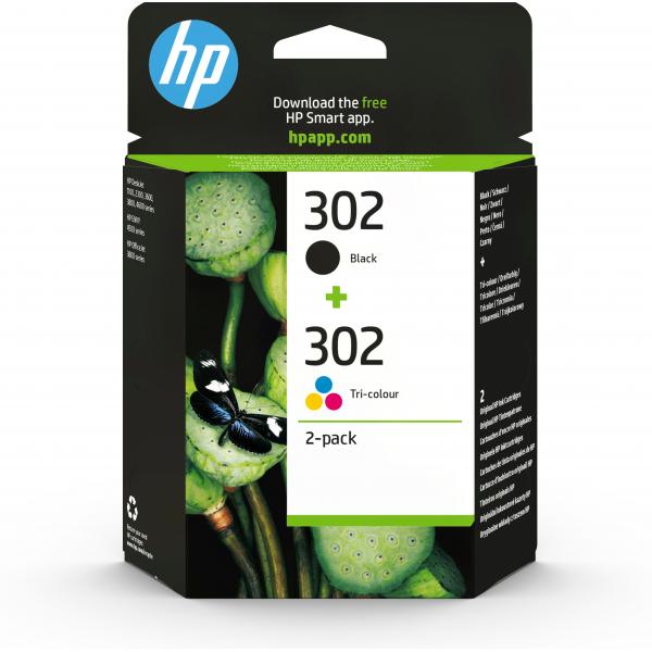 HP Confezione da 2 cartucce d'inchiostro nero/tricromia originali 302 (HP 302 - 2-pack - black, colour [cyan, magenta, yellow] - original - ink cartridge - for Deskjet 1110, 21XX, 36XX, ENVY 45XX, Officejet 38XX, 46XX, 52XX)HpX4D37AE