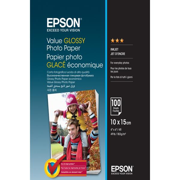 Epson Value Glossy Photo Paper - 10x15cm - 100 Fogli (GLOSSY PHOTO PAPER 10X15CM 100 SHEET)EpsonC13S400039